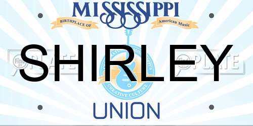 SHIRLEY Mississippi License Plate