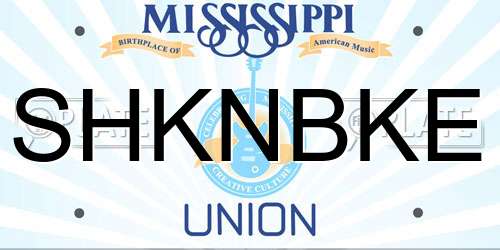 SHKNBKE Mississippi License Plate