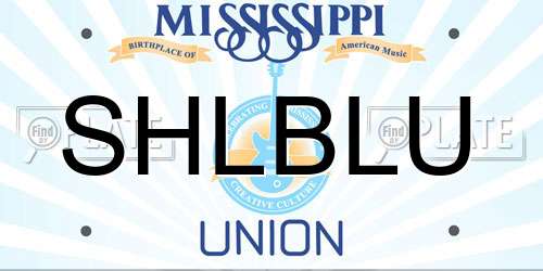 SHLBLU Mississippi License Plate