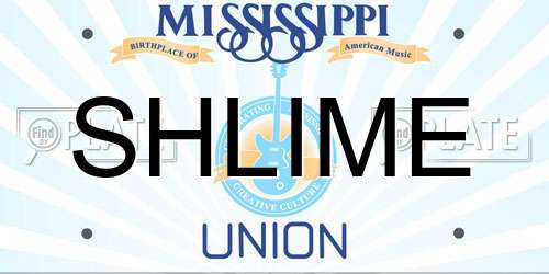 SHLIME Mississippi License Plate
