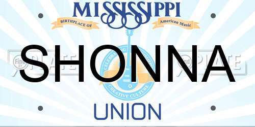 SHONNA Mississippi License Plate