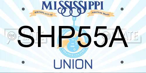 SHP55A Mississippi License Plate
