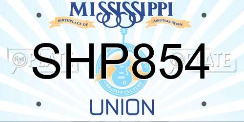 SHP854 Mississippi License Plate