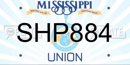 SHP884 Mississippi License Plate
