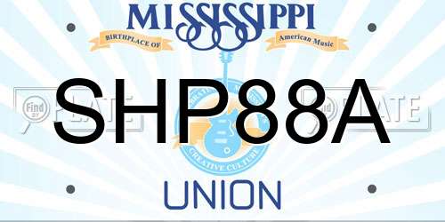 SHP88A Mississippi License Plate