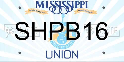 SHPB16 Mississippi License Plate