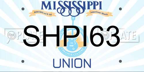 SHPI63 Mississippi License Plate