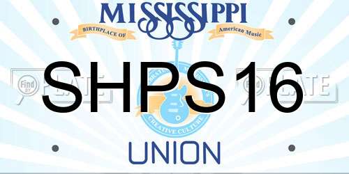 SHPS16 Mississippi License Plate