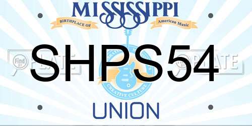 SHPS54 Mississippi License Plate