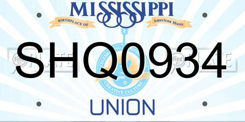 SHQ0934 Mississippi License Plate