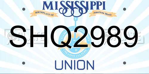 SHQ2989 Mississippi License Plate