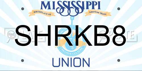 SHRKB8 Mississippi License Plate