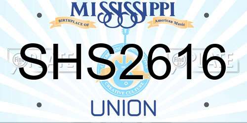 SHS2616 Mississippi License Plate