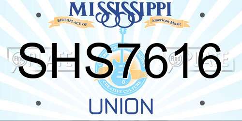 SHS7616 Mississippi License Plate