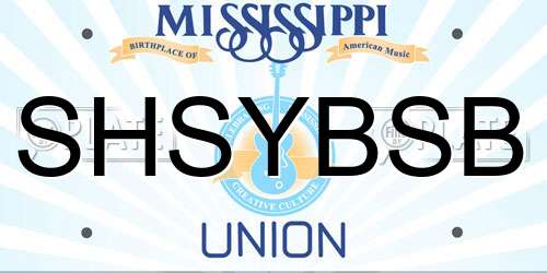 SHSYBSB Mississippi License Plate