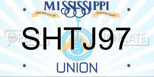 SHTJ97 Mississippi License Plate