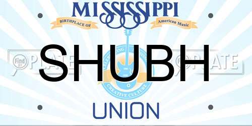 SHUBH Mississippi License Plate