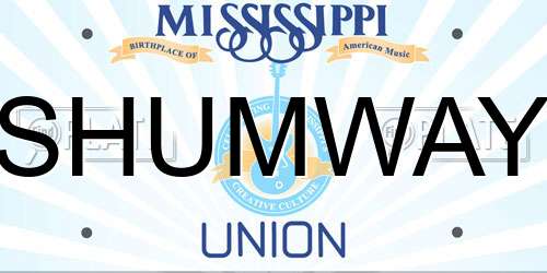 SHUMWAY Mississippi License Plate
