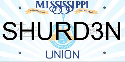 SHURD3N Mississippi License Plate