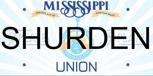SHURDEN Mississippi License Plate