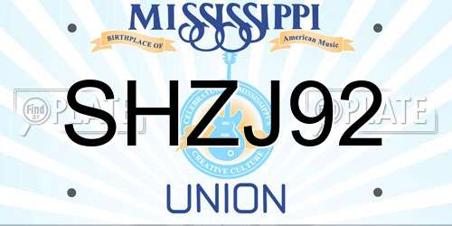 SHZJ92 Mississippi License Plate