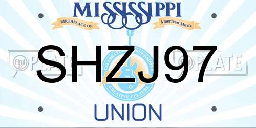 SHZJ97 Mississippi License Plate