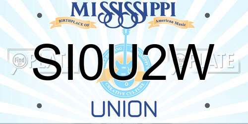 SI0U2W Mississippi License Plate