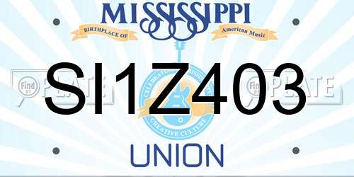 SI1Z403 Mississippi License Plate