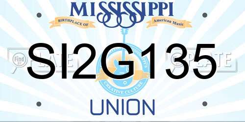 SI2G135 Mississippi License Plate