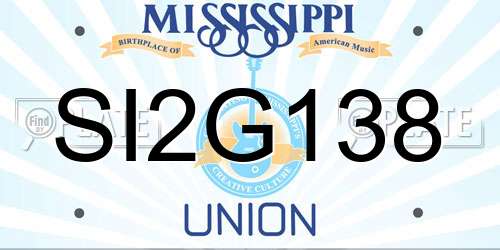 SI2G138 Mississippi License Plate