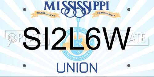 SI2L6W Mississippi License Plate