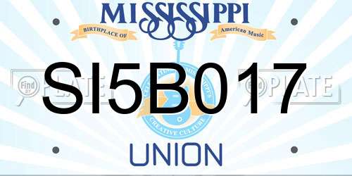 SI5B017 Mississippi License Plate