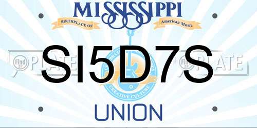 SI5D7S Mississippi License Plate