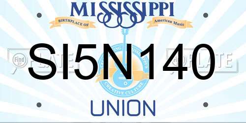 SI5N140 Mississippi License Plate