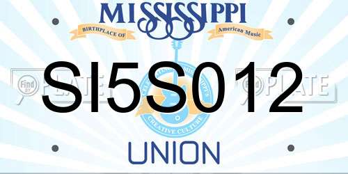 SI5S012 Mississippi License Plate