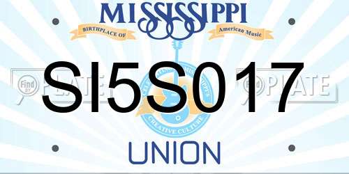 SI5S017 Mississippi License Plate