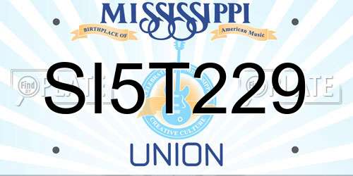 SI5T229 Mississippi License Plate