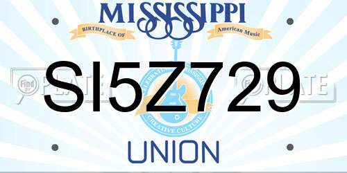 SI5Z729 Mississippi License Plate