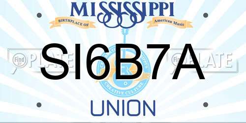 SI6B7A Mississippi License Plate