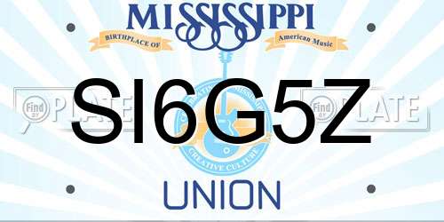 SI6G5Z Mississippi License Plate