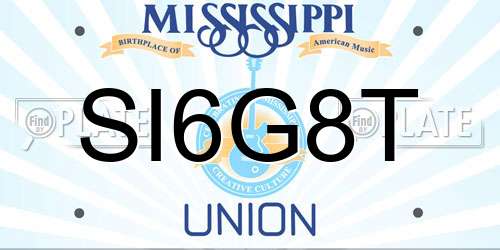 SI6G8T Mississippi License Plate