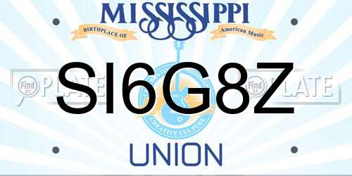 SI6G8Z Mississippi License Plate