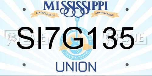 SI7G135 Mississippi License Plate