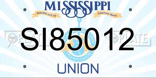 SI85012 Mississippi License Plate