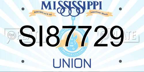 SI87729 Mississippi License Plate