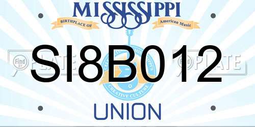SI8B012 Mississippi License Plate
