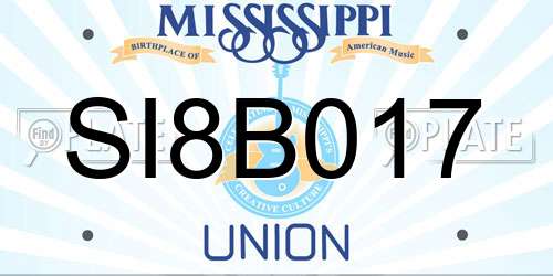SI8B017 Mississippi License Plate