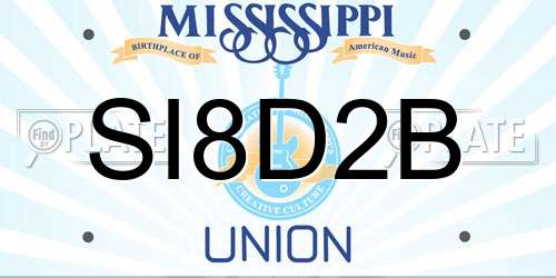 SI8D2B Mississippi License Plate