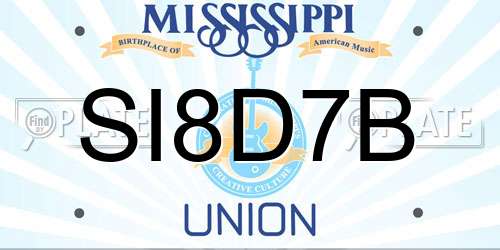 SI8D7B Mississippi License Plate