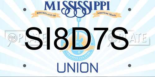 SI8D7S Mississippi License Plate